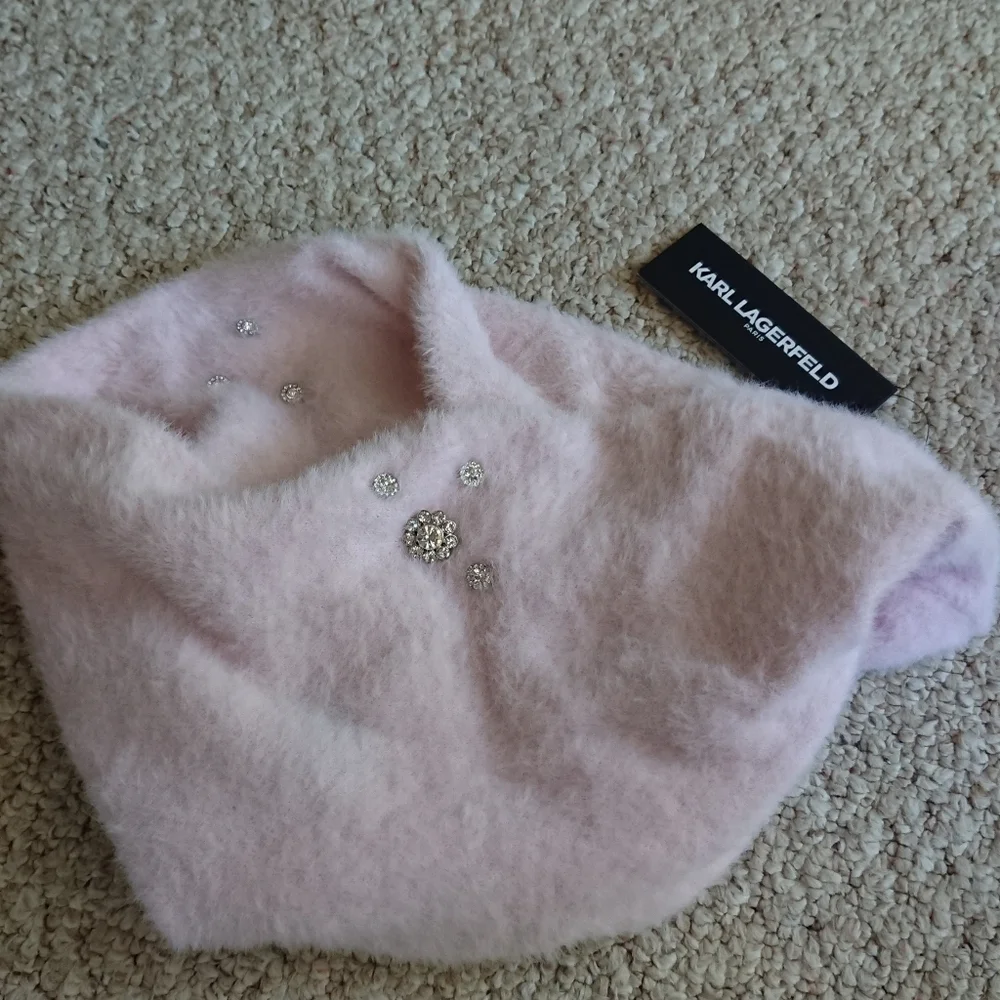 Karl Lagerfeld Paris Infinity Scarf light Pink Fuzzy Scarf